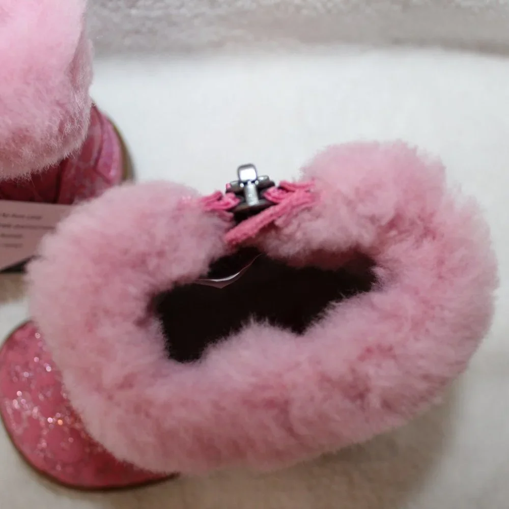 NIB UGG PINK‎ METALLIC TODDLER BOOTIES 2/3 4/5